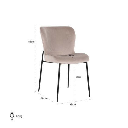Dining Chair Darby Khaki Velvet (Set of 2) by Richmond Interiors Dining Chair Darby Khaki Velvet (Set of 2) by Richmond Interiors