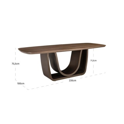 Dining Table Windsor Walnut 230 Brass Base by Richmond Interiors