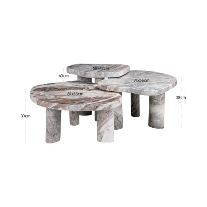 Coffee Table Camino Blush Beige (Set of 3) by Richmond Interiors
