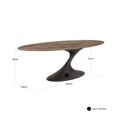 Dining Table Russo Ash Brown Oval 235 by Richmond Interiors