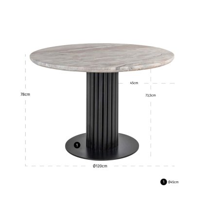 Dining Table Nyon Blush Beige 120cm by Richmond Interiors