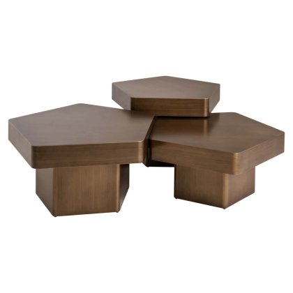 Hexa Coffee Table - Brushed Gold - (Set of 3) by Richmond Interiors Hexa Coffee Table - Brushed Gold - (Set of 3) by Richmond Interiors