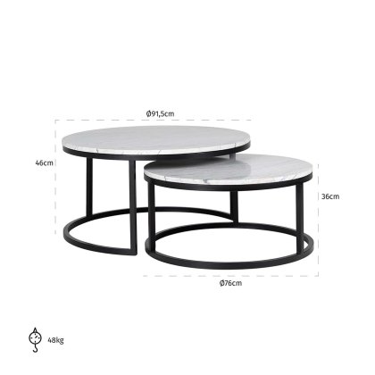 Coffee Table Lexington White (Set of 2) by Richmond Interiors Coffee Table Lexington White (Set of 2) by Richmond Interiors