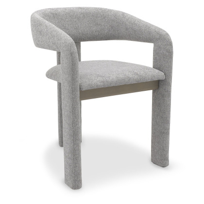 Duo Grey Oiled Oak Upholstered Dining Chair - Grey Fabric (Single) by Bentley Designs