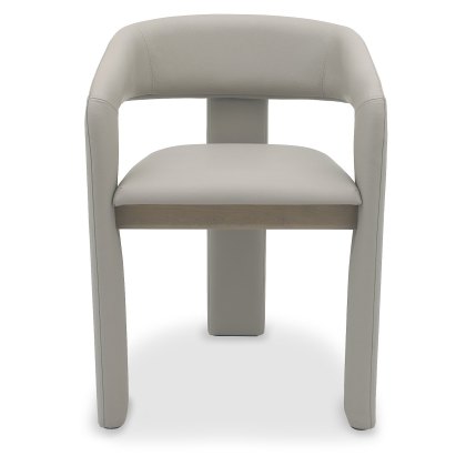 Duo Grey Oiled Oak Upholstered Dining Chair - Grey Bonded Leather (Single) by Bentley Designs