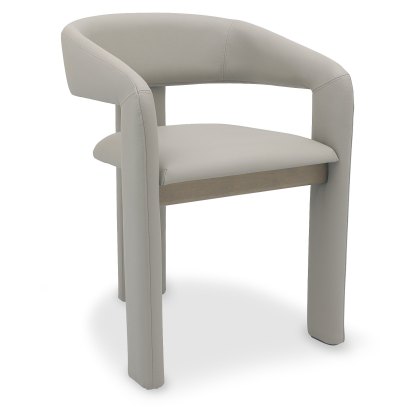 Duo Grey Oiled Oak Upholstered Dining Chair - Grey Bonded Leather (Single) by Bentley Designs
