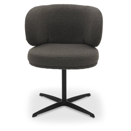 Marcel 360 Degree Swivel Dining Chairs - Brown Boucle Fabric (Pair) by Bentley Designs