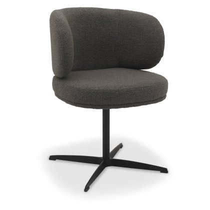 Marcel 360 Degree Swivel Dining Chairs - Brown Boucle Fabric (Pair) by Bentley Designs