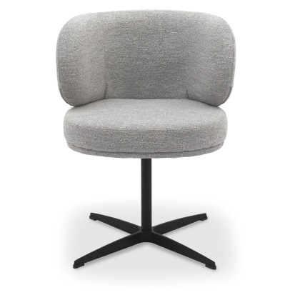 Marcel 360 Degree Swivel Dining Chairs - Grey Boucle Fabric (Pair) by Bentley Designs