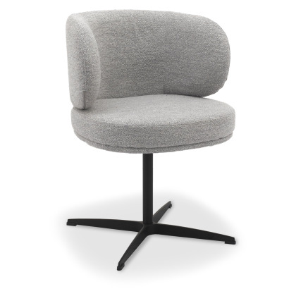 Marcel 360 Degree Swivel Dining Chairs - Grey Boucle Fabric (Pair) by Bentley Designs