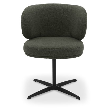 Marcel 360 Degree Swivel Dining Chairs - Green Boucle Fabric (Pair) by Bentley Designs