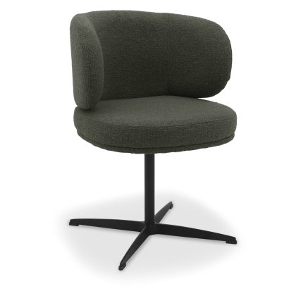 Marcel 360 Degree Swivel Dining Chairs - Green Boucle Fabric (Pair) by Bentley Designs