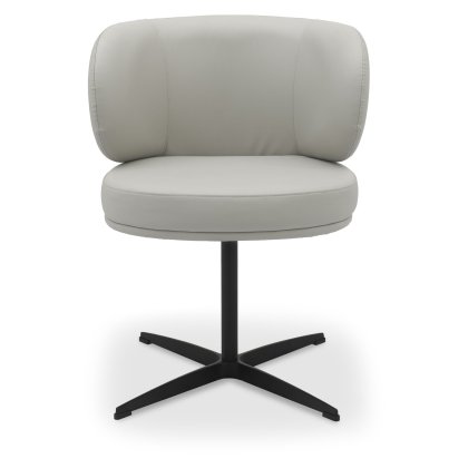 Marcel 360 Degree Swivel Dining Chairs - Light Grey Faux Leather (Pair) by Bentley Designs