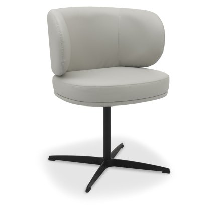 Marcel 360 Degree Swivel Dining Chairs - Light Grey Faux Leather (Pair) by Bentley Designs