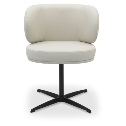 Marcel 360 Degree Swivel Dining Chairs - Ivory Faux Leather (Pair) by Bentley Designs