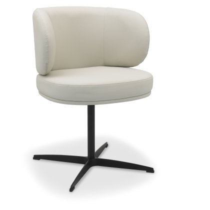 Marcel 360 Degree Swivel Dining Chairs - Ivory Faux Leather (Pair) by Bentley Designs