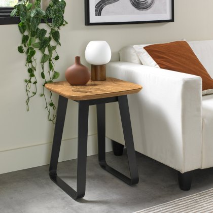 Emerson Rustic Oak and Peppercorn Square Lamp Table by Bentley Designs