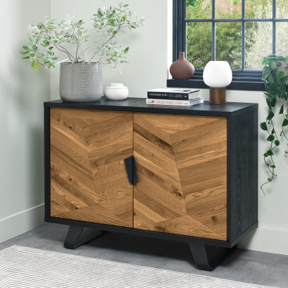 Emerson Rustic Oak and Peppercorn Narrow Sideboard by Bentley Designs
