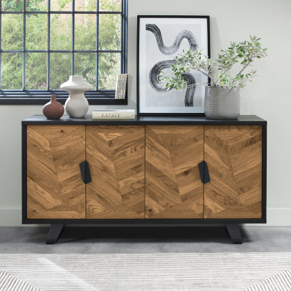 Emerson Rustic Oak and Peppercorn Wide Sideboard by Bentley Designs