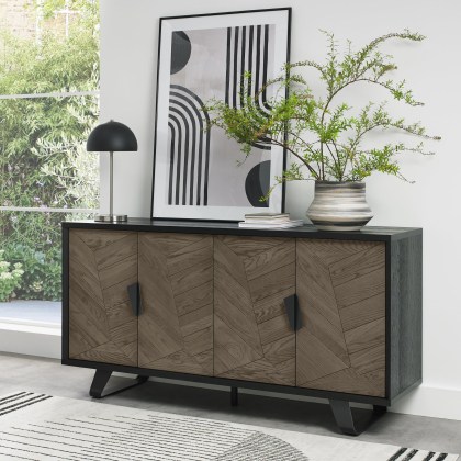 Emerson Weathered Oak and Peppercorn Wide Sideboard by Bentley Designs