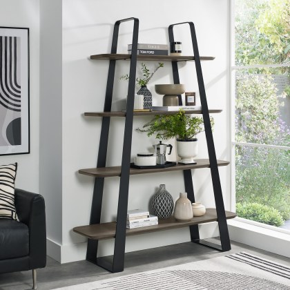 Emerson Weathered Oak and Peppercorn Open Display Unit by Bentley Designs