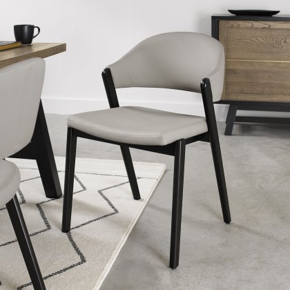 Camden Peppercorn Upholstered Dining Chairs - Grey Bonded Leather (Pair) by Bentley Designs