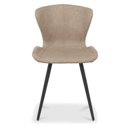 Garcia Upholstered Dining Chairs - Stone Vintage Faux Leather and Black Legs (Pair)