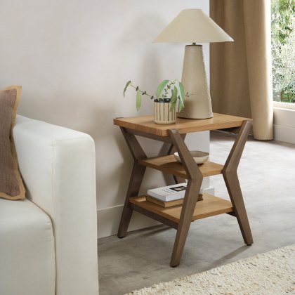 Kristen Oak and Light Weathered Oak Lamp Table by Bentley Designs