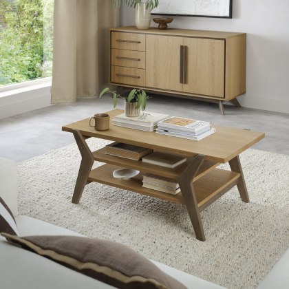 Kristen Oak and Light Weathered Oak Coffee Table by Bentley Designs Kristen Oak and Light Weathered Oak Coffee Table by Bentley Designs