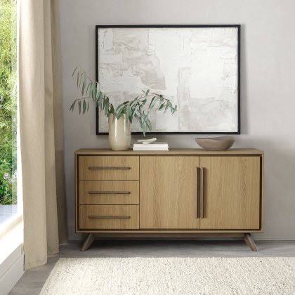Kristen Oak and Light Weathered Oak Wide Sideboard by Bentley Designs