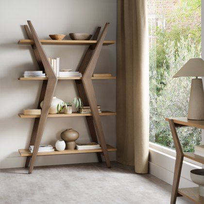 Kristen Oak and Light Weathered Oak Open Display Unit by Bentley Designs
