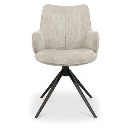Rowan 360 Degree Self-Returning Swivel Chair - Beige Fabric and Black Legs (Single)