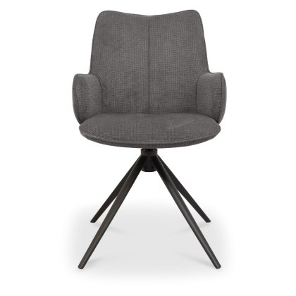Rowan 360 Degree Self-Returning Swivel Chair - Grey Fabric and Black Legs (Single)