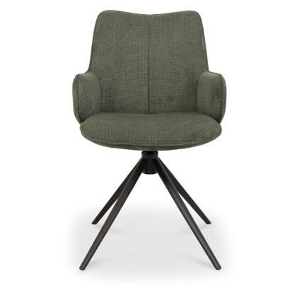 Rowan 360 Degree Self-Returning Swivel Chair - Green Fabric and Black Legs (Single)