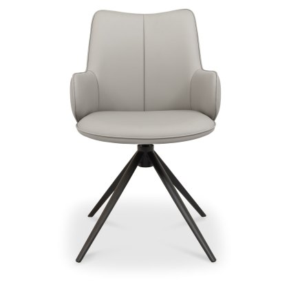 Rowan 360 Degree Self-Returning Swivel Chair - Light Grey Faux Leather and Black Legs (Single)
