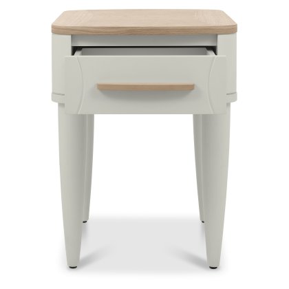 Larsen Scandi Oak and Soft Grey Lamp Table with Drawer by Bentley Designs
