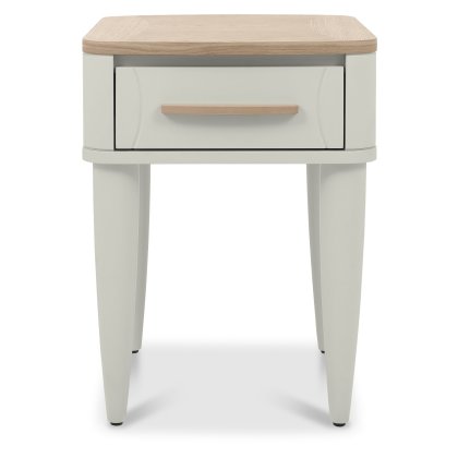 Larsen Scandi Oak and Soft Grey Lamp Table with Drawer by Bentley Designs