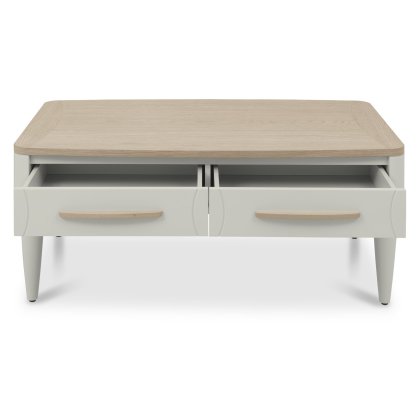 Larsen Scandi Oak and Soft Grey Coffee Table with Drawer by Bentley Designs Larsen Scandi Oak and Soft Grey Coffee Table with Drawer by Bentley Designs
