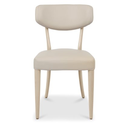 Larsen Scandi Oak Upholstered Dining Chairs - Ivory Bonded Leather (Pair) by Bentley Designs