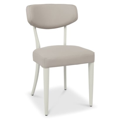 Larsen Soft Grey Upholstered Dining Chairs - Grey Bonded Leather (Pair) by Bentley Designs