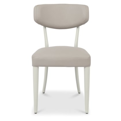 Larsen Soft Grey Upholstered Dining Chairs - Grey Bonded Leather (Pair) by Bentley Designs