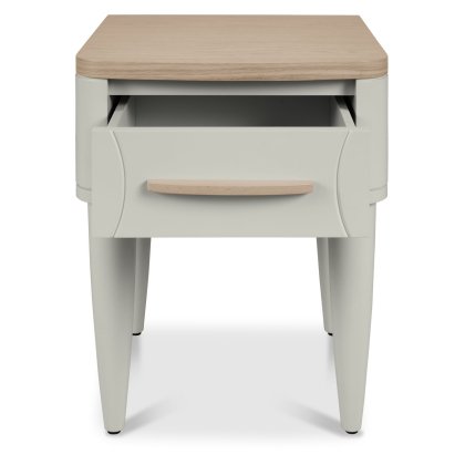 Larsen Scandi Oak and Soft Grey 1 Drawer Bedside Table by Bentley Designs Larsen Scandi Oak and Soft Grey 1 Drawer Bedside Table by Bentley Designs