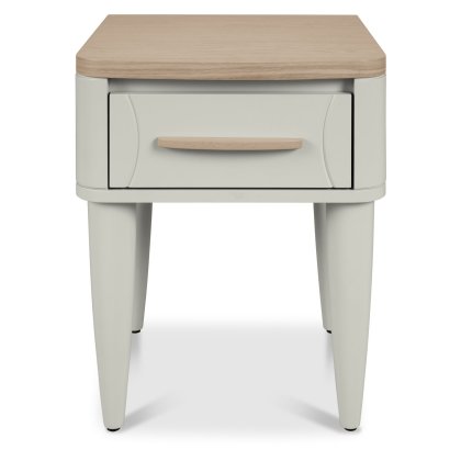 Larsen Scandi Oak and Soft Grey 1 Drawer Bedside Table by Bentley Designs Larsen Scandi Oak and Soft Grey 1 Drawer Bedside Table by Bentley Designs