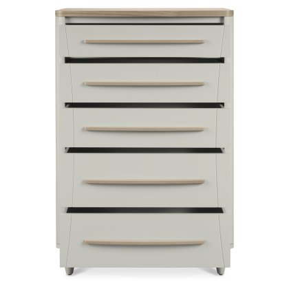 Larsen Scandi Oak and Soft Grey 5 Drawer Chest by Bentley Designs Larsen Scandi Oak and Soft Grey 5 Drawer Chest by Bentley Designs