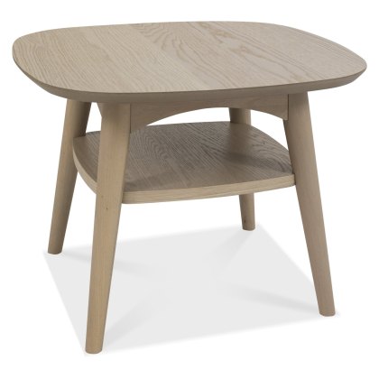 Dansk Scandi Oak Lamp Table with Shelf by Bentley Designs