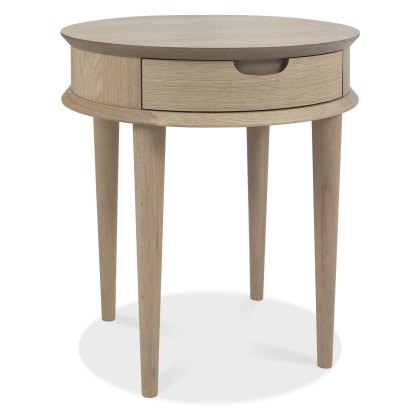 Dansk Scandi Oak Lamp Table with Drawer by Bentley Designs