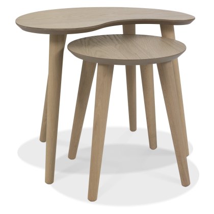 Dansk Scandi Oak Nest of Lamp Tables by Bentley Designs