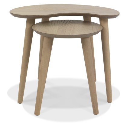 Dansk Scandi Oak Nest of Lamp Tables by Bentley Designs