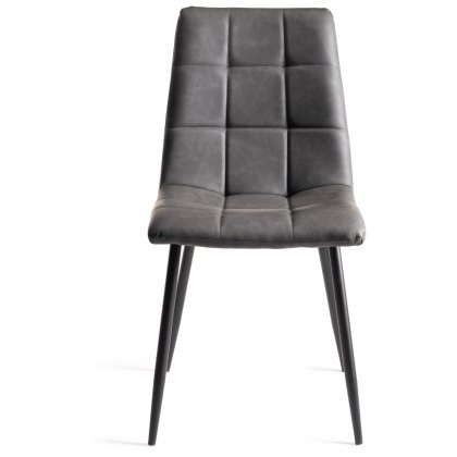 Dansk Scandi Oak 4 Seater Table and 4 Mondrian Dark Grey Faux Leather Chairs
