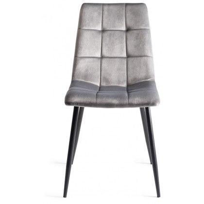 Dansk Scandi Oak 4 Seater Table and 4 Mondrian Grey Velvet Chairs